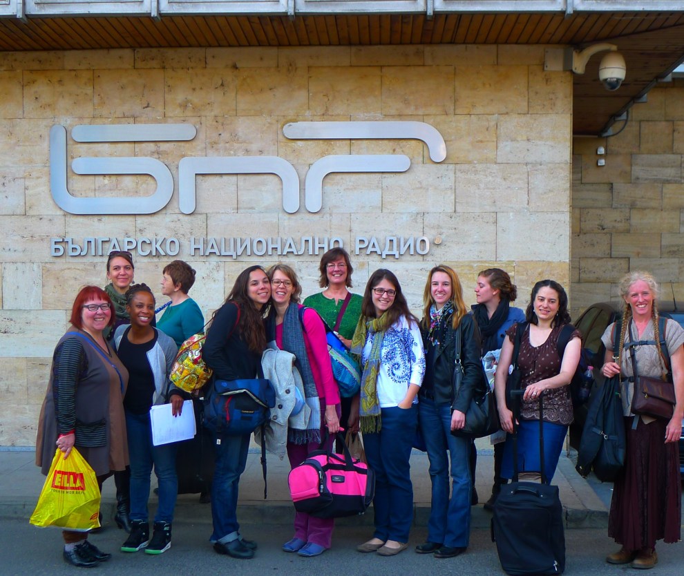 Members of Orfeia, Divi Zheni and Svitanya before their broadcast on Bulgarian National Radio (October 2013)